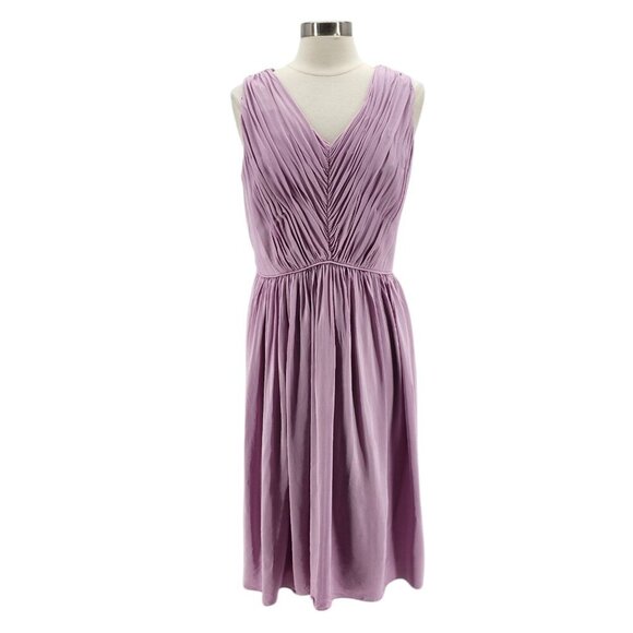 Boden Dresses & Skirts - Boden Purple Pleated V-Neck A-Line Cocktail Dress Womens 12L Long